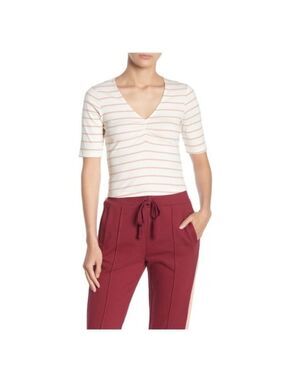 NSR Nadia V-Neck Striped Knit Top